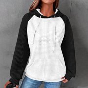 ZMFXJPE Plus Size Sweatshirts Women's Sweat Shirts Womens Lightweight Hoodie Sweater Women Women's Clothes Sweater Sweatshirt Women(Black,M)