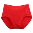 thumbnail image 1 of Culottes en Dentelle Unies Grande Taille Taille Haute Anti-Fuites Entrejambe en Coton Shorts sous-Vêtements Culottes Culottes pour Femmes Lot Gainant Ensembles Culottes pour Dames Rouge 5TG, 1 of 3