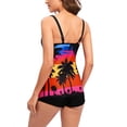 thumbnail image 3 of RKSTN Robe de Bain Tankini pour Femmes avec Shorty Deux Pièces Col en V Nœud Licou Imprimé Floral Grande Taille Robe de Maillot de Bain, 3 of 8