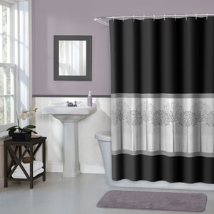 Mainstays Mainstayss Timber Fabric Shower Curtain, 70 Inches X 72 Inches, Black