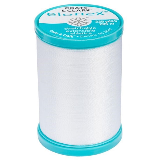 Coats & Clark Eloflex Stretch Thread spool in nugrey with 225 yards of stretchable PBT thread for sewing and overlock machines, ideal for stretch seams in sportswear, swimwear, and knit fabrics.
