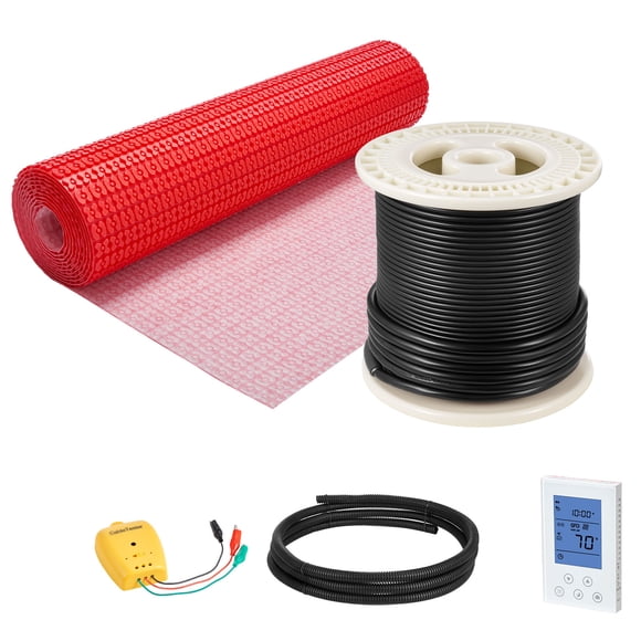 KFFKFF 60 sqft Floor Heating Mat System, 120V Electric Radiant Heated Floor System, with Decoupling Membrane & Smart Control Thermostat & Alarm