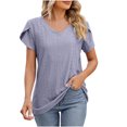 thumbnail image 1 of Birdeem Fashion Womens Casual Solid Color V Neck Short Sleeve Tops Loose Blouses, 1 of 11