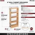 thumbnail image 3 of Rev-A-Shelf 8-Inch Wood Pull Out Wall Storage Cabinet Organizer, Maple, 3 of 12