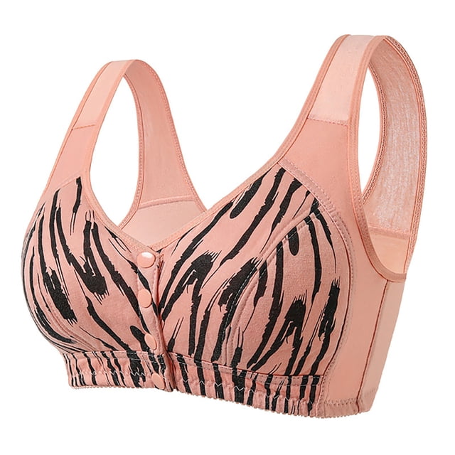 ManxiVoo Full Bust Front Closure Wireless Bra Large Cup Size Supportive Comfort Fit Seamless Camisole Style Printed Design M Size Orange