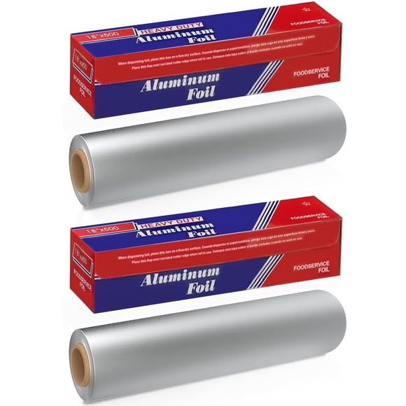 Ox Plastics Aluminum Foil Wrap | Heavy-Duty, Commercial Grade for Food Service Industry | Silver Foil for Cooking, Roasting, Baking, BBQ & Parties | 18"x 500 feet (2 Pack)