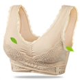 thumbnail image 2 of Women Front Cross Adjustable Side Buckle Lace Vest Wireless Sport Bra, 2 of 5
