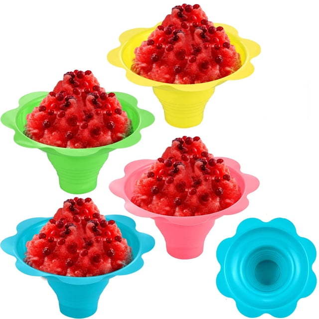 Tasses de Cornets de Neige à Fleurs Colorées : 50 Pcs Tasses à Goutte à Fleurs Réutilisables Tasses à Goutte pour Crème Glacée Bols à Crème Glacée pour Collation
