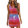 thumbnail image 1 of SMihono Robe d'Été Grande Taille pour Femmes 2023 Mode Femmes Décontractée Col en V Sans Manches Imprimé Teinture sur Nœuds Poches Gilet Robe Mini, 1 of 6