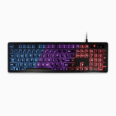 Aluratek Large Print Tri-color LED Backlight Illuminated Keyboard - Black