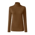 thumbnail image 4 of Kcodviy Women Solid Long Sleeve Men's Thermal Tops and Bottom Compression Mock Turtleneck Blouse Tops Thermal Top for Women Slim Fit Stretchy Layer Thermal Top for Women Plus Size Tee Shirts, 4 of 7