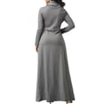 thumbnail image 3 of ZANZEA Robe Longue Unie pour Femmes, Soirée, Nœud, Manches Longues, Poches, 3 of 6