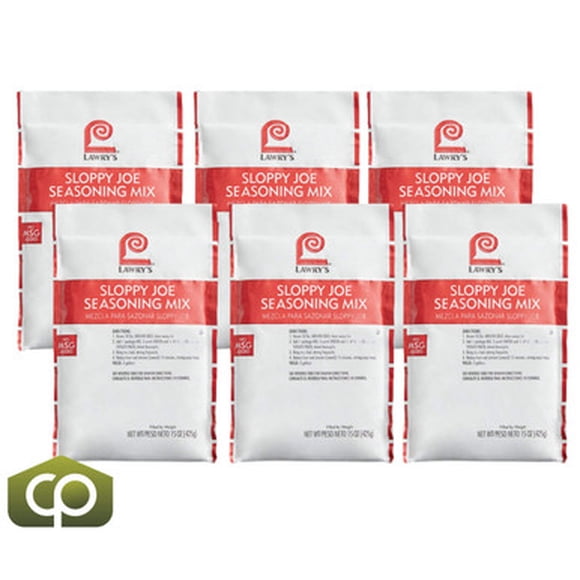 Lawry's Professional Sloppy Joe Seasoning Mix – Tangy Sweet Chili & Savory Paprika-Onion Blend, 15 oz. Operator Packet – Wholesale 6/Case Master Pack (Yields 12 Gallons Total)