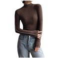 thumbnail image 1 of AherBiu Chandails à Manches Longues pour Femmes Couche de Base sous-Maillots Col Roulé Coupe Ajustée T-Shirts Blouse, 1 of 7