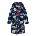 thumbnail image 2 of Dvkptbk Kids Fleece Hooded Bathrobes, Warm Graphic Soft Fuzzy Bath Robe for Kids Soft Robe Sleepwear with Belt 3-4 Years, 2 of 9