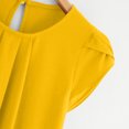 thumbnail image 5 of Chemise Décontractée pour Femme en Chiffon Uni à Manches Courtes et Col Rond, Blouse à Manches Courtes (Jaune, G), 5 of 5