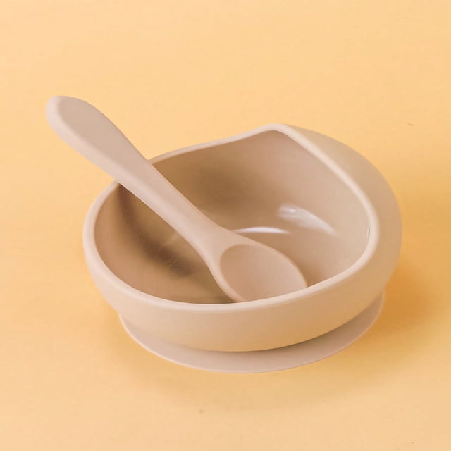 SNNROO 2pcs Baby Feeding Bowl And Spoon Set With Silicone Suction Cup And Soft Silicone Spoon