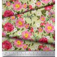 thumbnail image 2 of Soimoi Tissu en Poly Georgette Feuilles, Clématites & Roses Imprimés Floraux au Mètre 42 Pouces de Large, 2 of 3