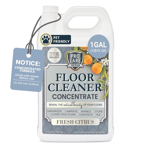 ProCare Citrus Floor Cleaner Concentrate (Made in USA) | Vinyl, Wood, Tile, Stone & Laminate Floor Cleaner For Mopping, Household Supplies, Cleaning