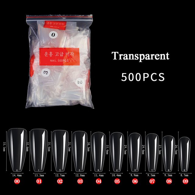 500PCS Long False Nails French Press on Nail Soft Gel Full Cover Nail Tips