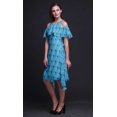 thumbnail image 4 of Bimba Robe à Volants Imprimée Géométrique Bleue pour Femmes Épaules Dénudées - X-Grand, 4 of 6