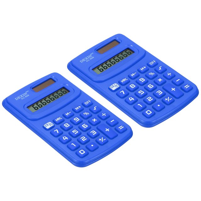 Unique Bargains 8 Digit Pocket Size Mini Calculator Dual Power Handheld Calculator Blue 2 Pack