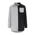 thumbnail image 4 of CEHVOM Blouse à Manches Longues en Satin à Rayures Col en V pour Femmes en Solde, 4 of 6