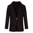 thumbnail image 1 of IROINID Blazer Court pour Femmes Veste à Col Cranté Couleur Unie Manches Longues avec Poches, Noir, 1 of 6