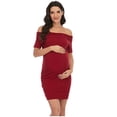 thumbnail image 1 of Robe à Épaules Dénudées Femmes Maternité Sans Manches Couleur Unie Robe Dos Nu à Épaules Dénudées Robe à Épaules Dénudées Robe de Maternité Décontractée, 1 of 6