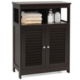 thumbnail image 1 of Costway Armoire de Rangement de Salle de Bain Armoire de Sol en Bois avec Double Porte à Persiennes Café, 1 of 10