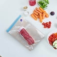 thumbnail image 2 of Sacs de Rangement pour Aliments sous Vide, Sacs Réutilisables pour Scelleuse sous Vide avec Double Fermeture Éclair, Va au Micro-Ondes et au Congélateur pour la Préparation des Repas, Ensemble de 5 Pcs pour la Cuisine, le Camping et les Voyages, Conservation de la Fraîcheur des Aliments, 2 of 5
