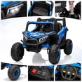 thumbnail image 2 of Ourlova 12V Kids Ride-On UTV Truck with Remote Control, 4WD/2WD Switchable, 4 Spring Suspension, EVA Tires, Safety Belt, Double Open Doors - Blue, 2 of 7