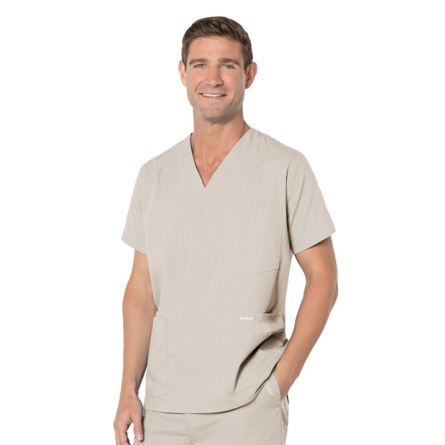 Landau Essentials 5 Pocket Scrub Top for Men's: Classic Relaxed Fit, V-Neck Durable Medical 7489