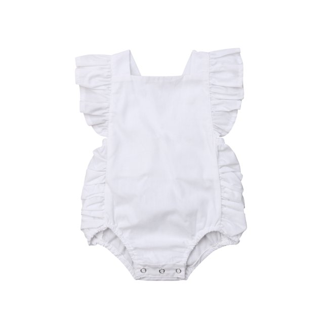 SUNSIOM Bébé Fille Combinaison Sans Manches Volant Solide Romper Tenue d'Été