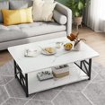 thumbnail image 2 of AWQM Table Basse d'Angle Ronde, Table Basse Moderne à Double Étagère de Rangement, Table Basse en Marbre Style Moderne pour Salon, Blanche, 2 of 7