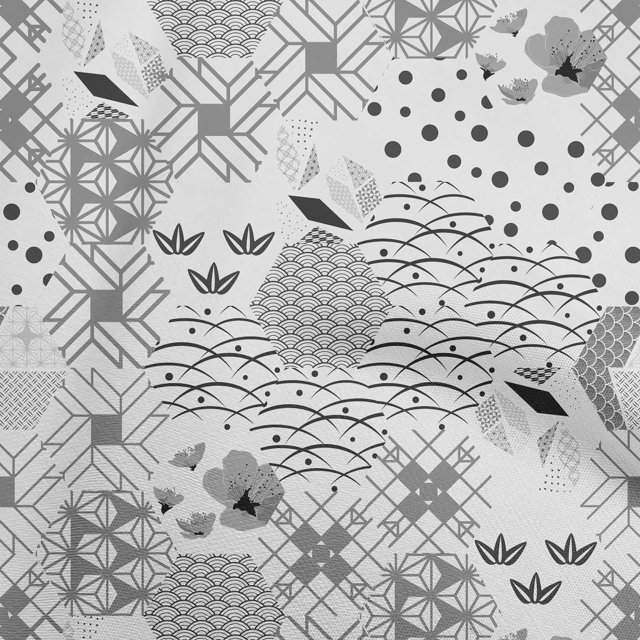 oneOone Silk Tabby Gray Fabric Asian Japanese Pattern Sewing Craft Projects Fabric Prints By Yard 42 Inch Wide