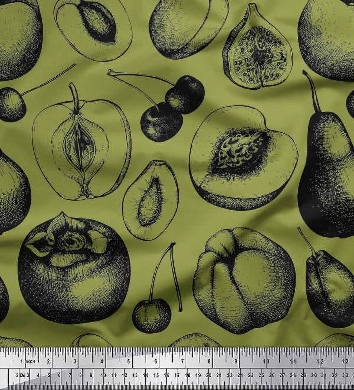 Soimoi Moss Georgette Fabric Mix Fruits Fabric Prints By Yard 42 Inch Wide