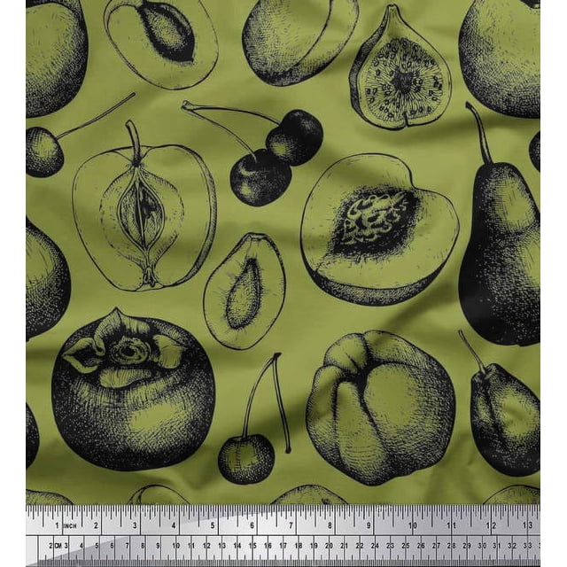 Soimoi polyester Crepe Fabric Mix Fruits Fabric Prints By Yard 42 Inch Wide