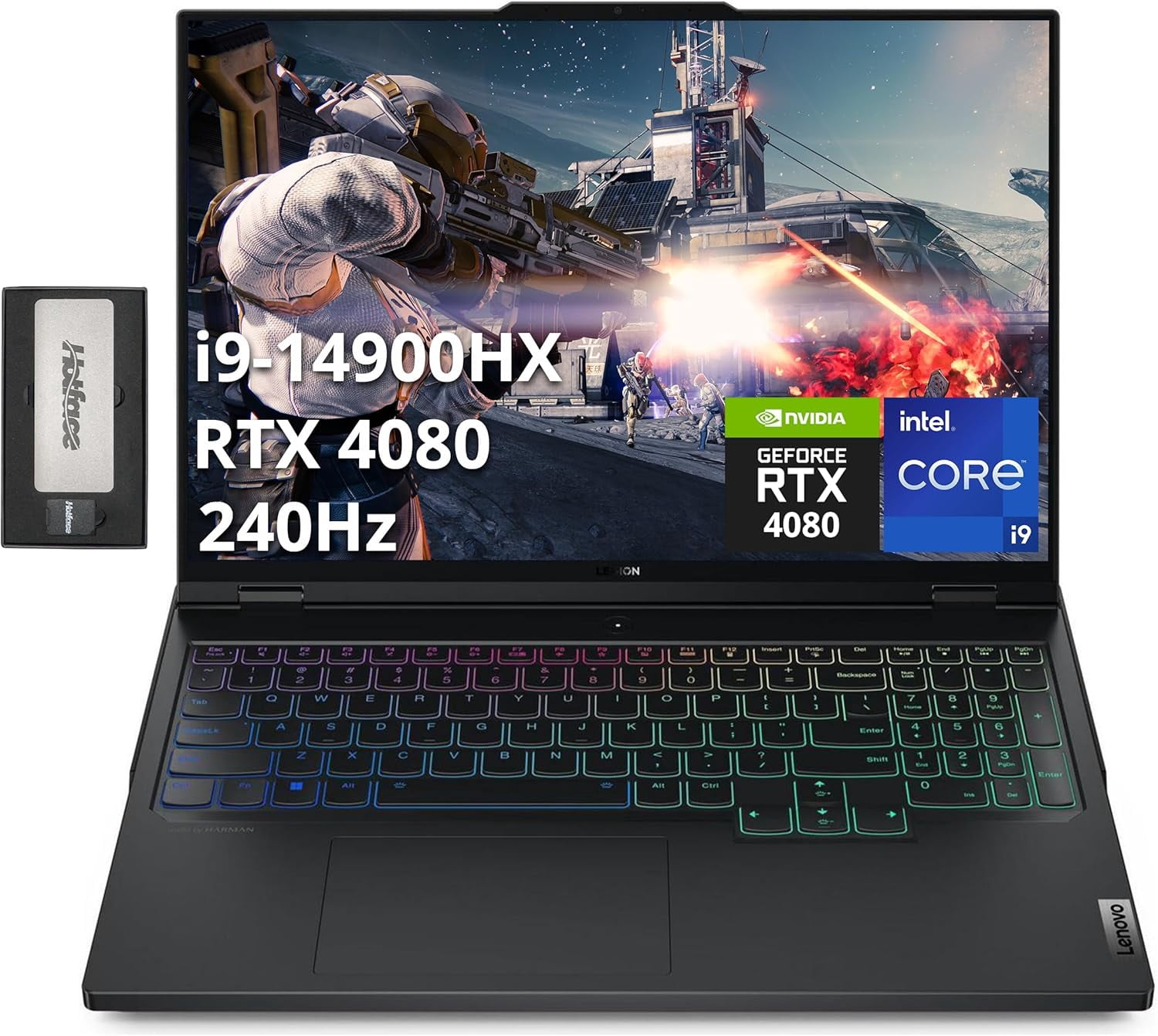 Lenovo Legion Pro 7 16 Pouces WQXGA 240Hz Ordinateur Portable de Jeu, Intel i9-14900HX, 32 Go DDR5, 1 To PCle SSD, GeForce RTX 4080, Clavier Rétroéclairé RGB, Caméra FHD, Wi-Fi 6E, Win 11, Noir, Station d'Accueil 256 Go