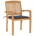 thumbnail image 2 of vidaXL Stacking Garden Chairs with Cushions 6 pcs Solid Teak Wood, 2 of 5