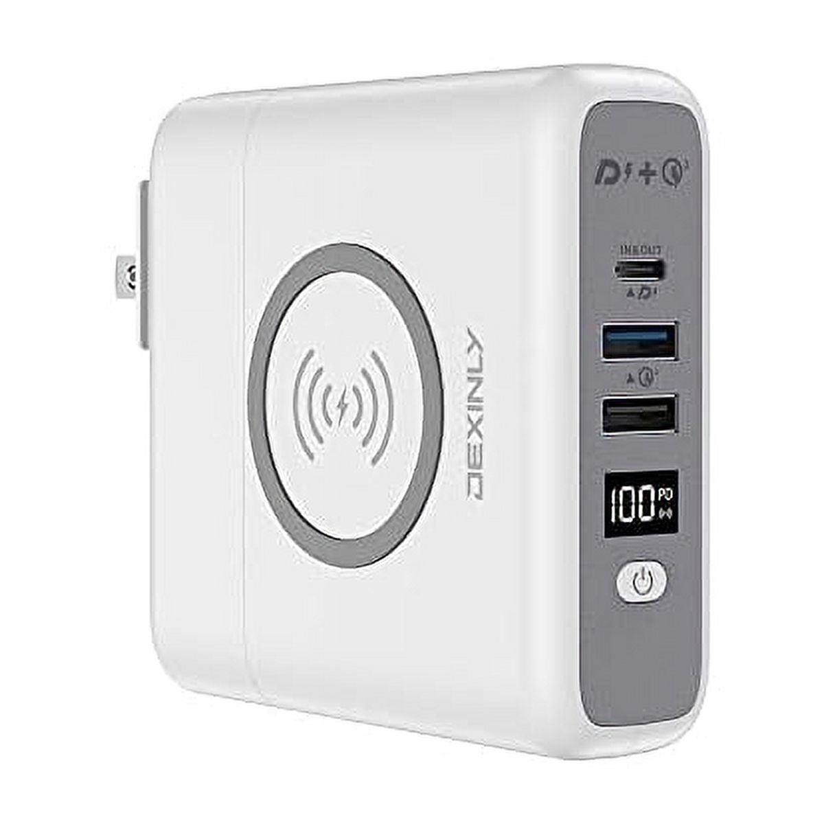 Portable Wireless Power Bank Charger,10000mAh 3-in-1, PD20W USB-C, QC3.0 USB-A Fast Charger Wall Charger Power Bank, Laptop Travel Charger External Battery Pack for iPhone,iPad,Android (White)