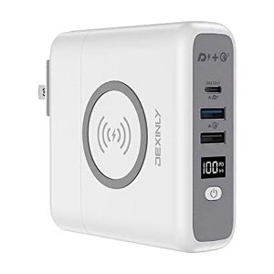 Portable Wireless Power Bank Charger,10000mAh 3-in-1, PD20W USB-C, QC3.0 USB-A Fast Charger Wall Charger Power Bank, Laptop Travel Charger External Battery Pack for iPhone,iPad,Android (White)