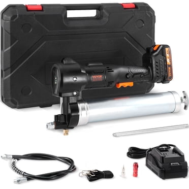 VEVOR Pistolet à Graisse Sans Fil, 20 Volts, 10 000 PSI, Boyau de 39 Pouces, Trousse de Pistolet à Graisse Électrique Professionnel à Haute Pression Alimenté par Batterie