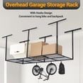 thumbnail image 4 of Edtara Overhead Garage Storage Rack, 3x8ft Heavy Duty Metal Ceiling Organizer, 600lb Capacity, 22-40" Adjustable Height for Seasonal Items, 4 of 8