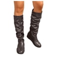 thumbnail image 1 of Bottes Hautes Plissées pour Femmes en Cuir Décontractées Hiver Automne Sans Talon au-Dessus du Genou Bottes Habillées Hautes pour Dames, 1 of 8