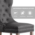thumbnail image 3 of Subrtex Leather Button Anchor Studded Indoor Dining Chair Set of 2, Modern Mid-Century Chairs for Home, Gray, 3 of 6