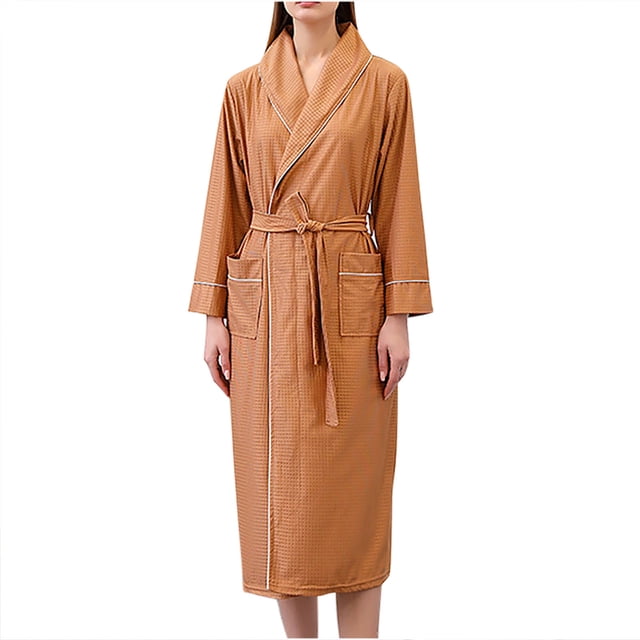 Timegard Robe de Nuit pour Femmes Grande Taille à Manches Longues Peignoirs Confortables avec Poches Ceinturée Mi-Longue