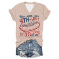 thumbnail image 1 of TSADFHJI Hauts Habillés pour Femmes Col Rond Imprimé Lettre Manches Courtes T-Shirt Col Rond TG Kaki, 1 of 3