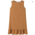 thumbnail image 4 of facefd Women Dress Sleeveless Dot Vest Ruffled Round Ruffled Round Neck Loose Dress Khaki L, 4 of 6