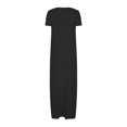 thumbnail image 4 of Annhoo Robes d'Été Grande Taille pour Femmes Col Rond Manches Courtes Robe Maxi Décontractée Ample Couleur Unie Longue Robe, 4 of 5